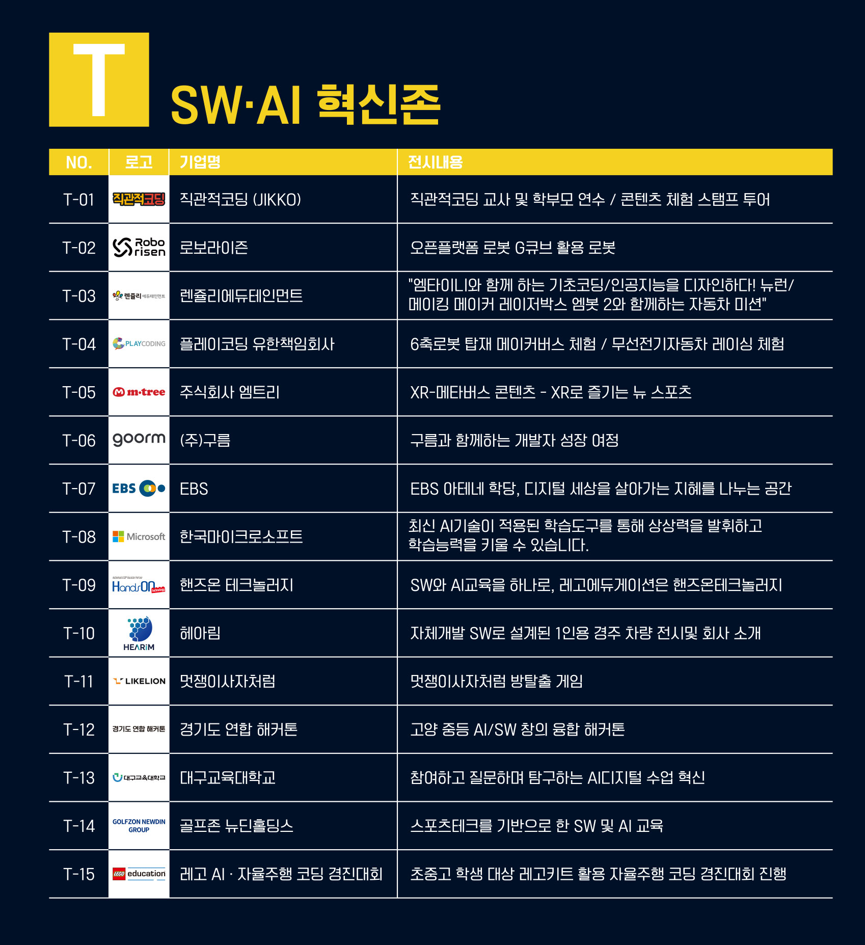 전시&체험 시간표